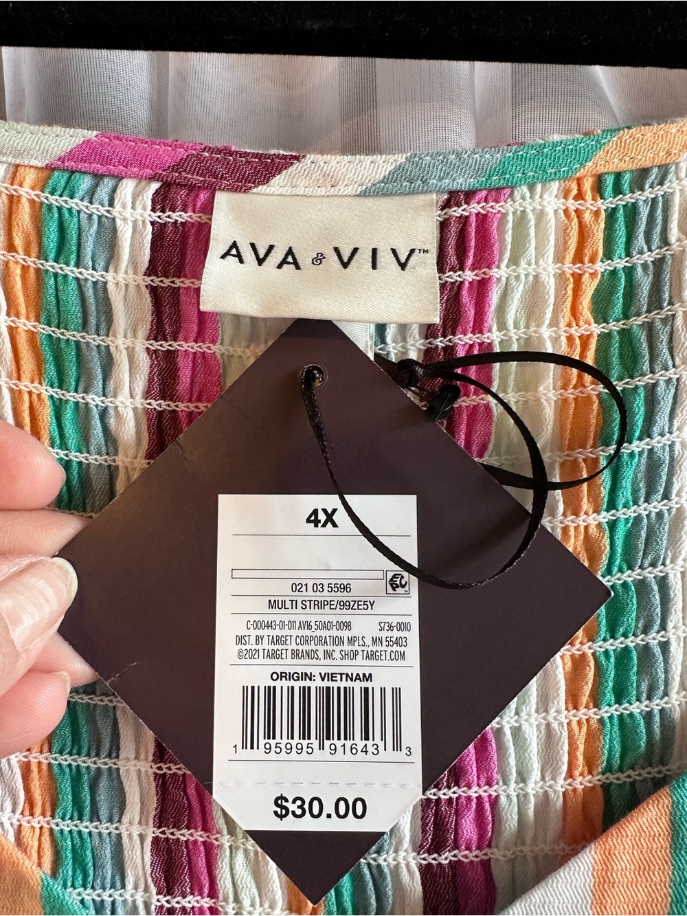 Ava & Viv Cotton Striped colorful Smocked Sundress with Pockets size 4X - Picture 7 of 10